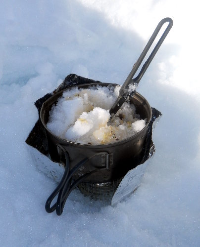 Cooking water from snow